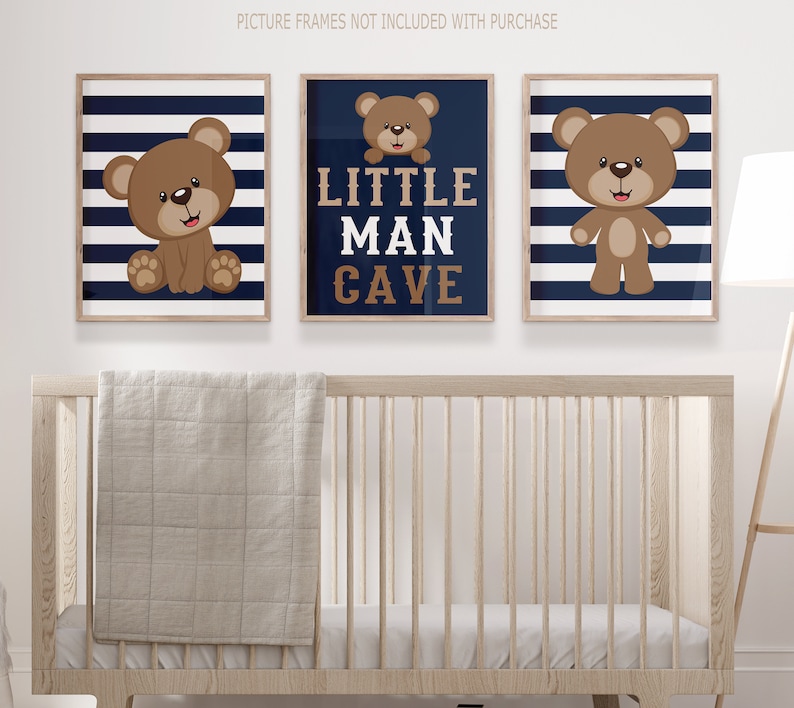 Boy Bear Wall Art Baby Boy Nursery Decor Boy Bear Bedroom - Etsy