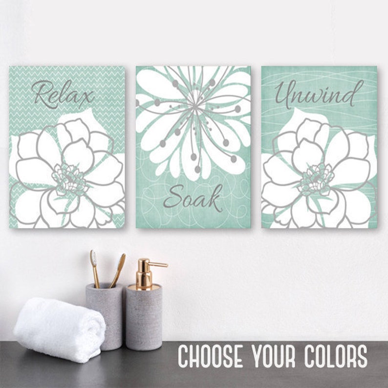 Bathroom Wall Art Prints or Canvas Relax Soak Unwind Seafoam Etsy