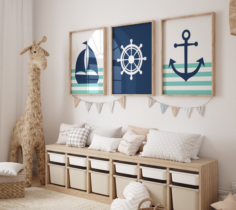 Nautical Nursery Wall Art Boy Nautical Nursery Decor Prints Etsy