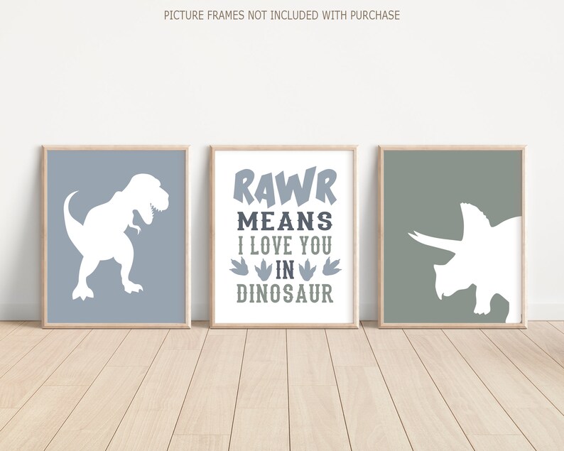 dinosaur-prints-for-boys-room-dinosaur-prints-set-of-3-etsy