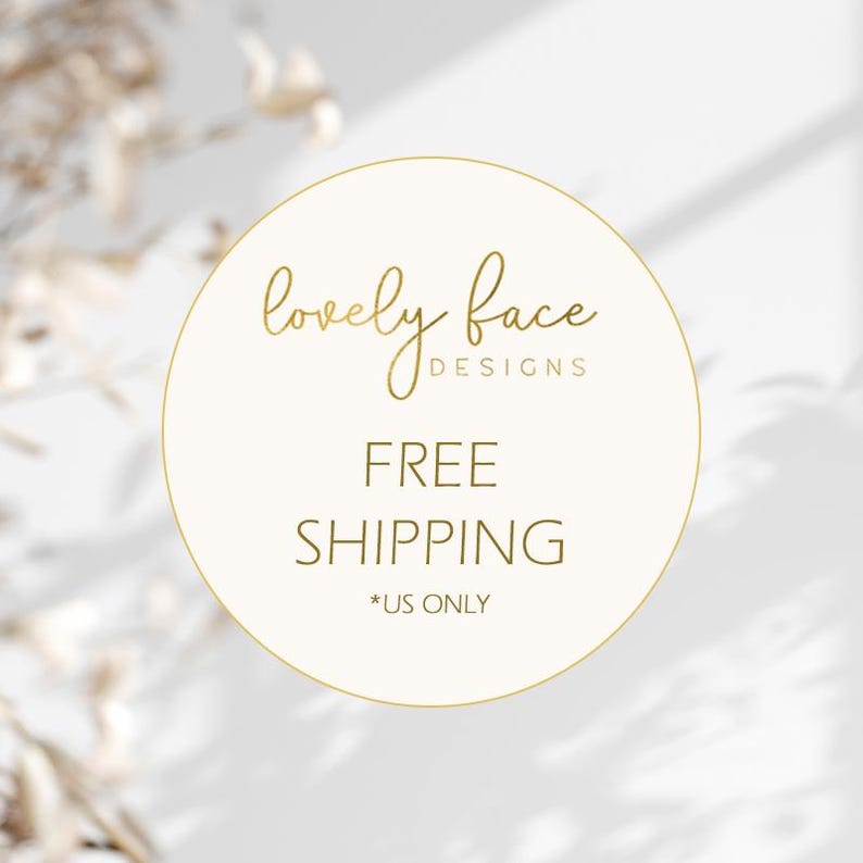 a white circle with the words lovely face designs free shipping us only