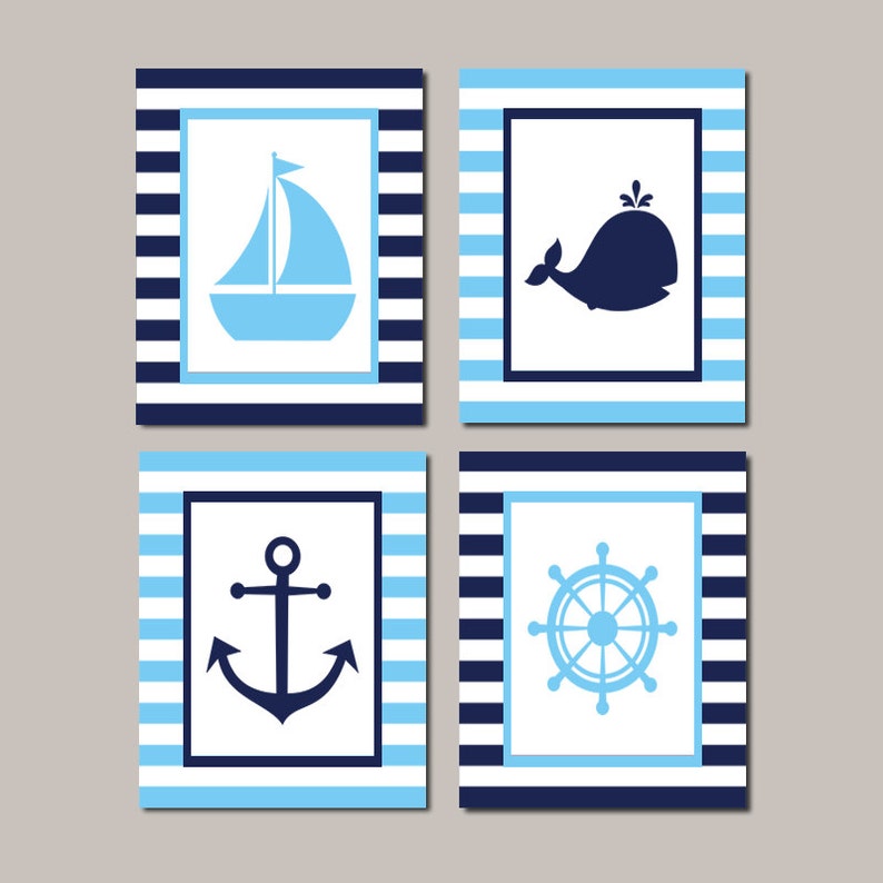 Girl NAUTICAL Nursery Decor Nautical Wall Art Nautical Etsy