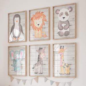 Watercolor Baby Animals Nursery Wall Art, Jungle Animal Nursery Decor, Safari Animals Wall Art, Watercolor Nursery Prints Or Canvas Set of 6