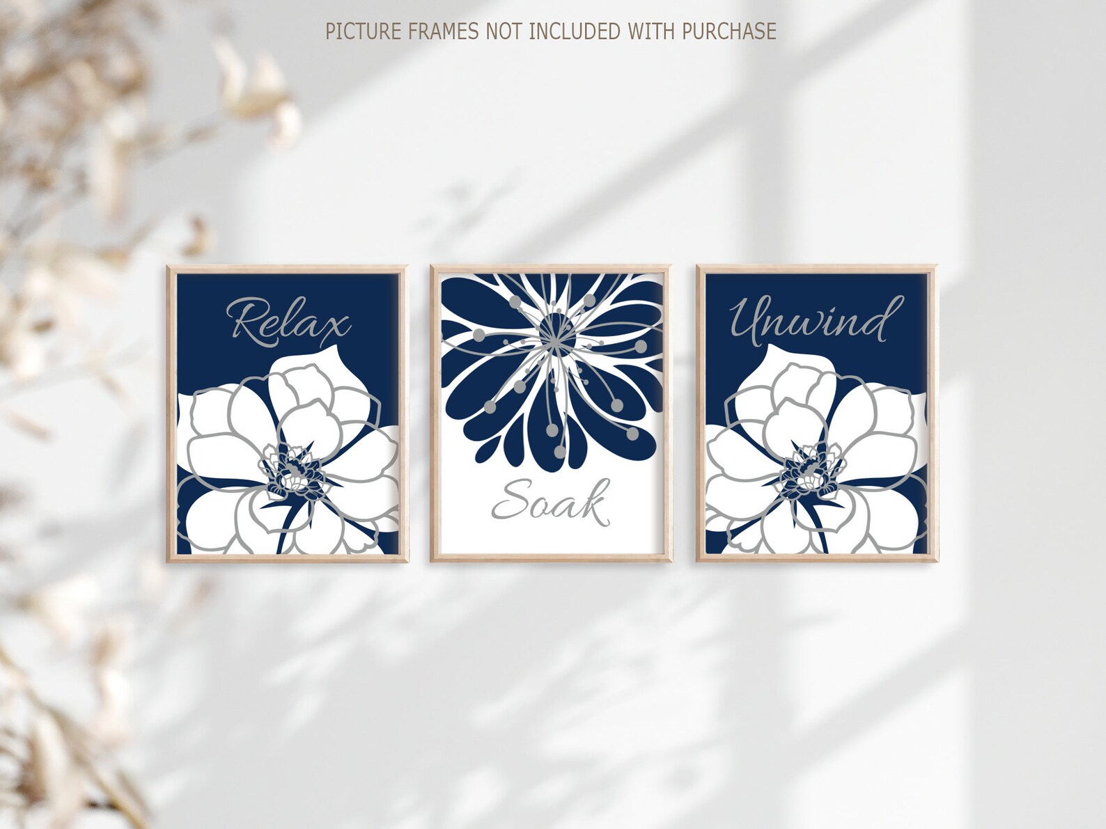 Gray Bathroom Wall Art Prints or Canvas Relax Soak Unwind Etsy