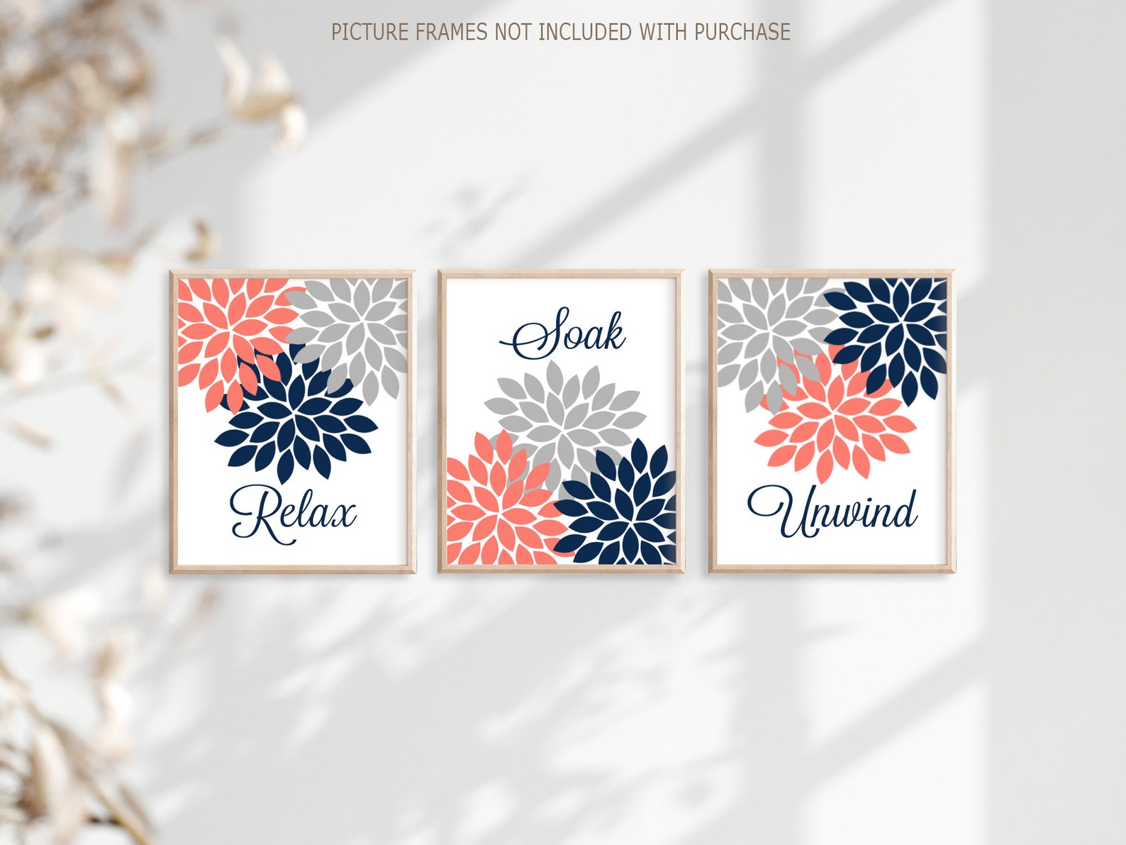 Bathroom Decor Navy Blue Beige Bathroom Wall Art Prints or Etsy