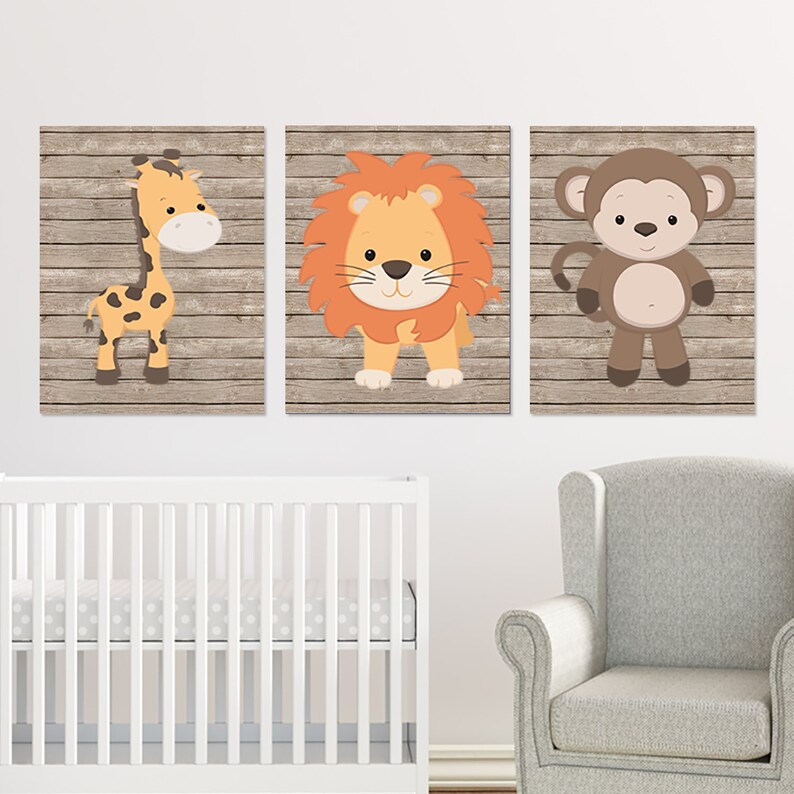 Safari Nursery Wall Art Boy Decor Prints Or Canvas Baby Shower Zoo Animals Jungle Set Of 3
