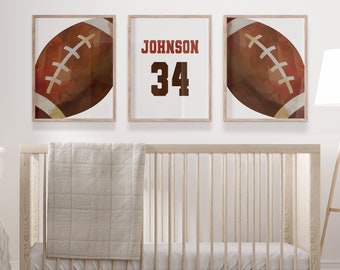 Football Prints For Boys, Vintage Football Nursery Decor, Football Bedroom Decor, Football Nursery Theme, Sports Prints or Canvas, Set of 3