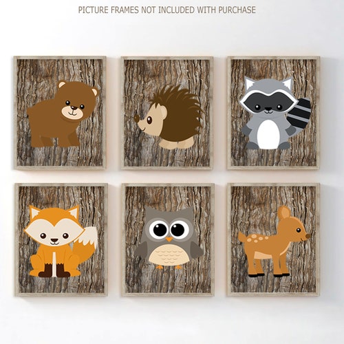 Woodland Animals Nursery Wall Art Boy Room Decor Woodland Etsy
