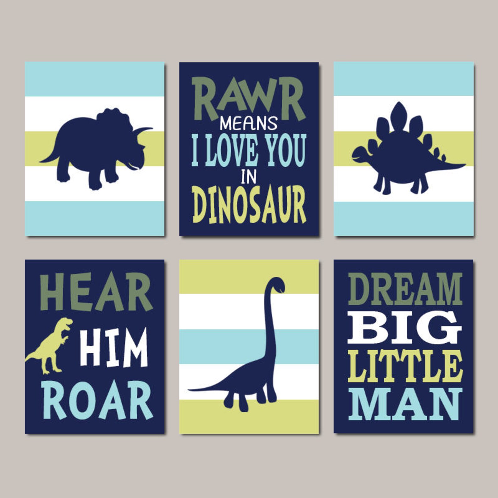 DINOSAUR Decor Wall Art Baby Boy Nursery Prints or Canvas Rawr - Etsy
