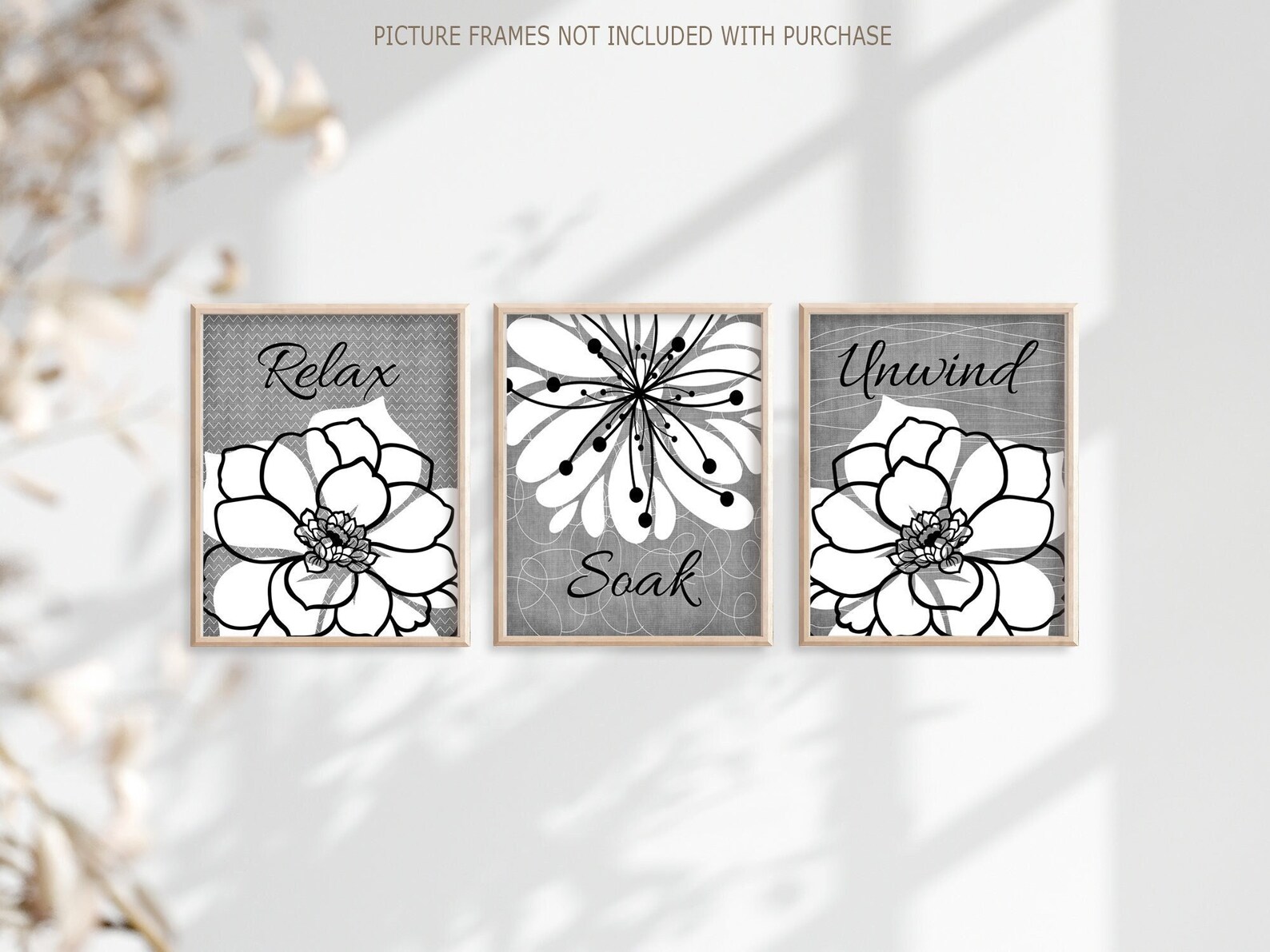 Gray Bathroom Wall Art Prints or Canvas Relax Soak Unwind Etsy