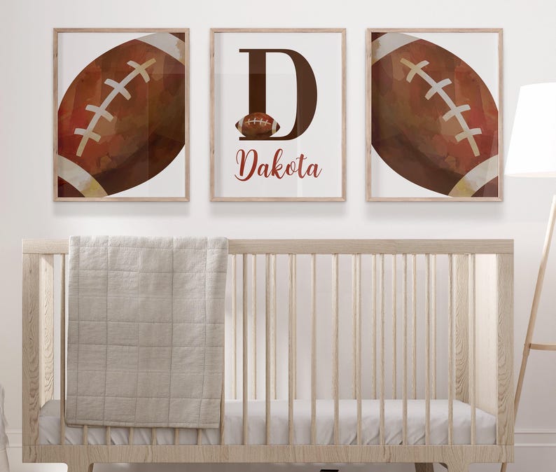 Football Nursery Decor, Vintage Football Print For Boys Football Bedroom Decor, Football Nursery Theme, Sports Prints or Canvas, Set of 3 image 2