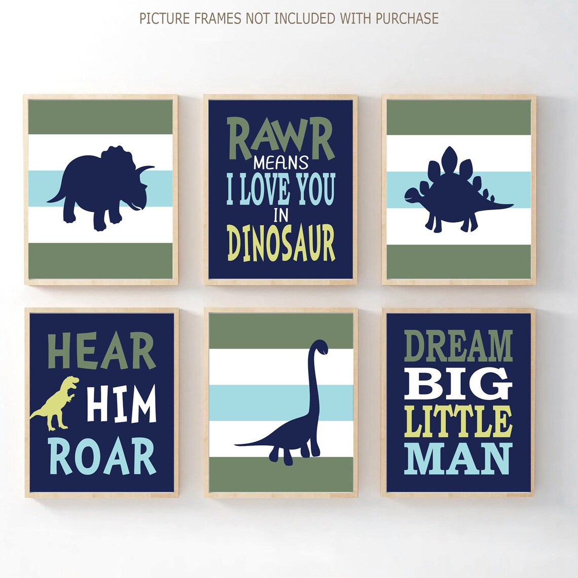 DINOSAUR Decor Wall Art Baby Boy Nursery Prints or Canvas Rawr - Etsy
