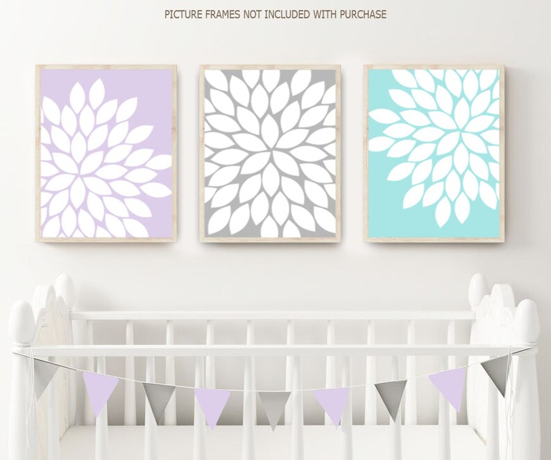 Floral Nursery Decor, Baby Girl Nursery Wall Art Prints or Canvas, Pink Gray Nursery Decor, Girl Bedroom Decor, Flower Wall Decor Set of 3 image 4