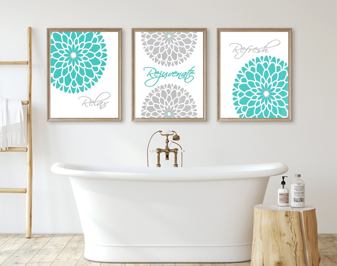 Flower Wall Art Bathroom Wall Decor Prints or Canvas Bathroom - Etsy