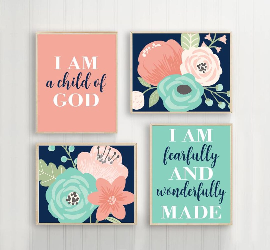 Floral Baby Girl Nursery Art Prints, Set of 4 - Etsy