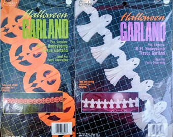 Vintage Eureka Halloween Garland Set: Ghost and Pumpkin, 10 ft (NIP)