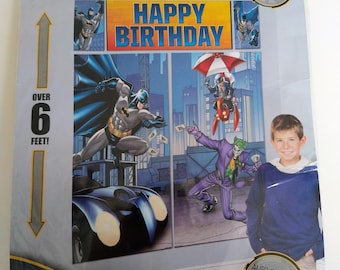 Batman Scene Setters Birthday Large 6 Feet Kids Wall Decorating Kit 5 Pieces Photo Prop Party Indoors Outdoors Reusable New Decor