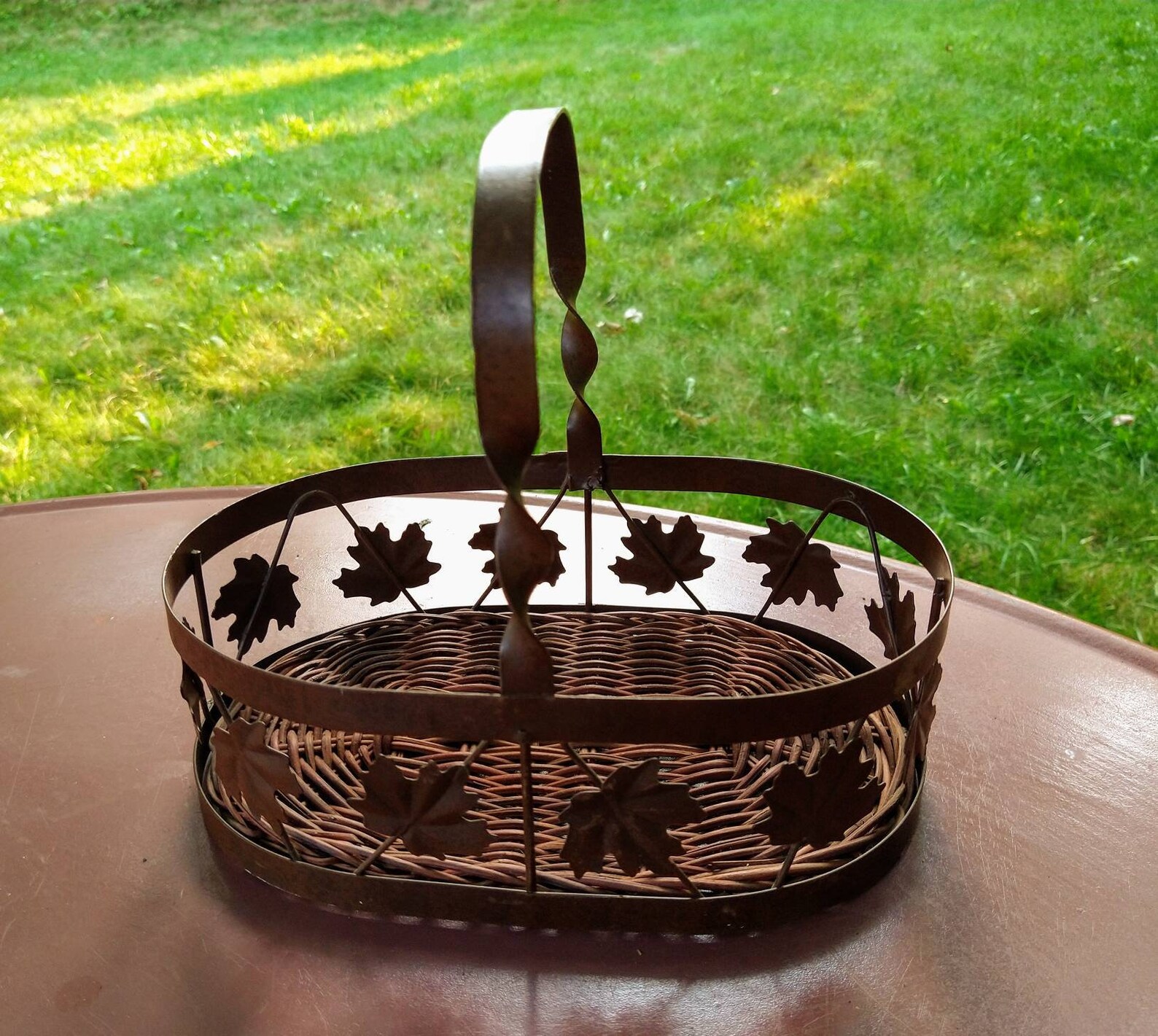Maple Leaf Basket Metal Leaves Wire Autumn Wicker Fall Etsy