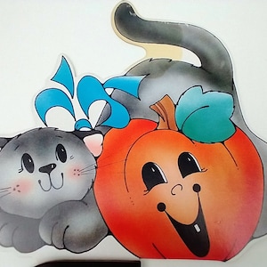 Vintage Halloween Honeycomb Decoration Cat and Pumpkin JOL Cute Daisy Kingdom Wang&#39;s International Table Party Desk 11&quot;