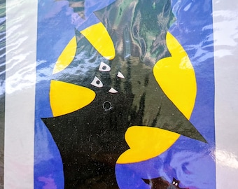 Halloween Bats Flying Flag Large 28" x 40" Decorative Double Sided Nylon Vintage 1994 NIP New NOS Outdoor Reusable Decor Indoor Wall Banner
