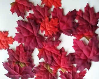 Maple Fall Leaves Red Burgundy Orange Decor Crafts Table Scatter Aisle Faux Fall Leaf Corsage Wreath Bold Colors Thanksgiving Decor