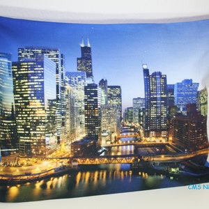 Kissen Skyline Chicago 38 x 50 cm, Dekokissen, Kissenbezug mit Füllkissen, blau Bild 1