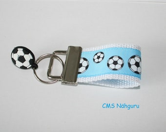 Schlüsselanhänger "Fußball" mit Fußball-Anhänger und Schmuckband, Länge individualisierbar