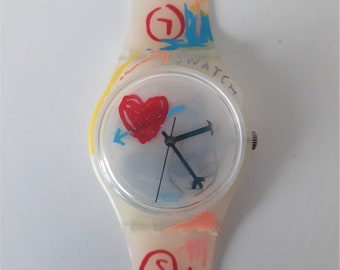 Swatch Uhr NEU "Take my heart" GW130 Armbanduhr Watch "Nimm mein Herz" Vintage Swatchuhr Sammlerstück Sammlung Gent selten