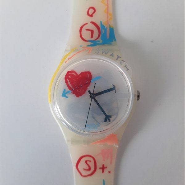 Swatch Uhr NEU "Take my heart" GW130 Armbanduhr Watch "Nimm mein Herz" Vintage Swatchuhr Sammlerstück Sammlung Gent selten
