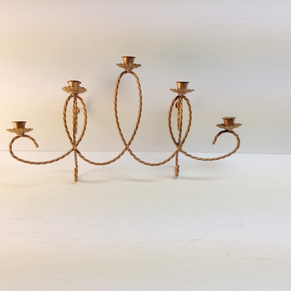 Ornate Roped Brass Taper Candlestick Wall Hanging Decorative - Metal Candle Holder For Wall Hanging Ornate Roped Brass Taper Candlestick Wall Hanging Decorative - Metal Candle Holder For Wall Hanging