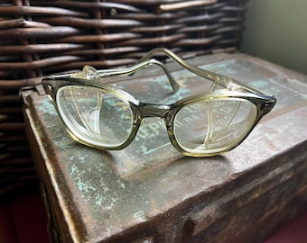 Vintage American Optical AO Gray Z87 Medium 52mm Safety Glasses w/ Side Shields-FRAMES ONLY Rx Lenses-1970s-1980s Industrial Eyewear