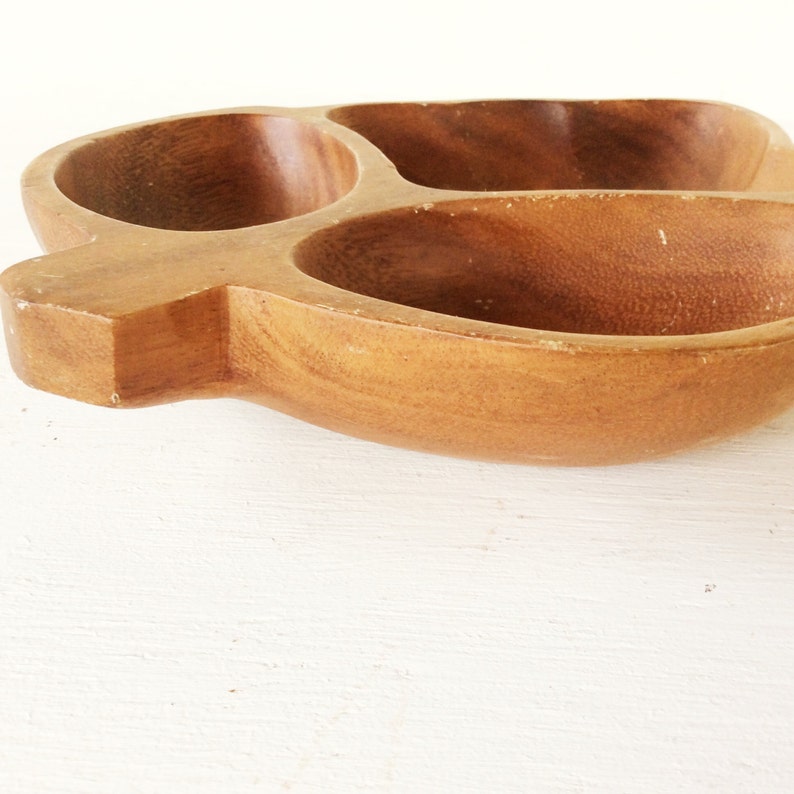 Rustic Wood Leaf Shaped Divided Tray Danish Modern Trinket - Etsy