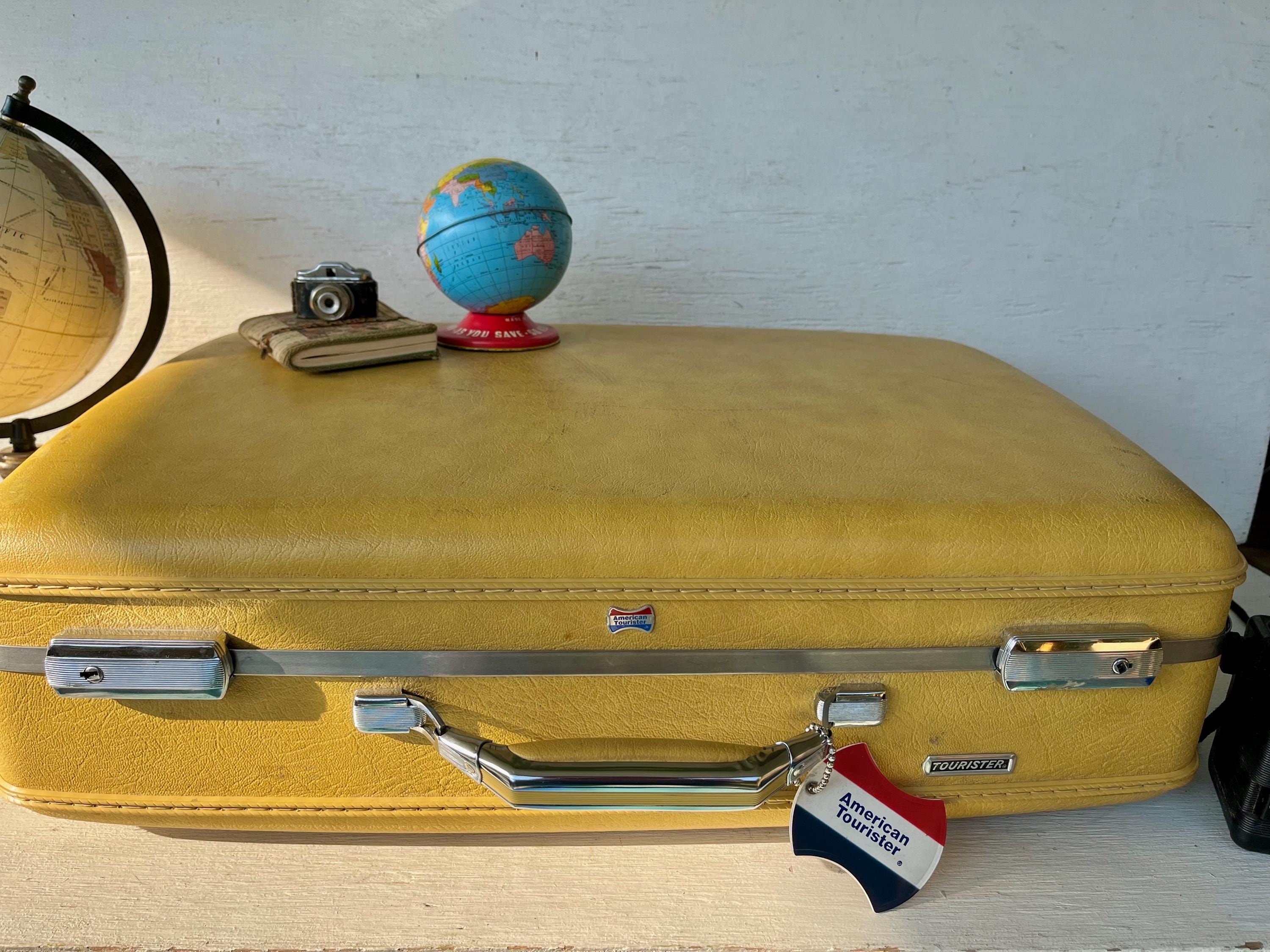Mustard Yellow AMERICAN TOURISTER Vintage Hard Shell Suitcase W Mustard Yellow AMERICAN TOURISTER Vintage Hard Shell Suitcase W
