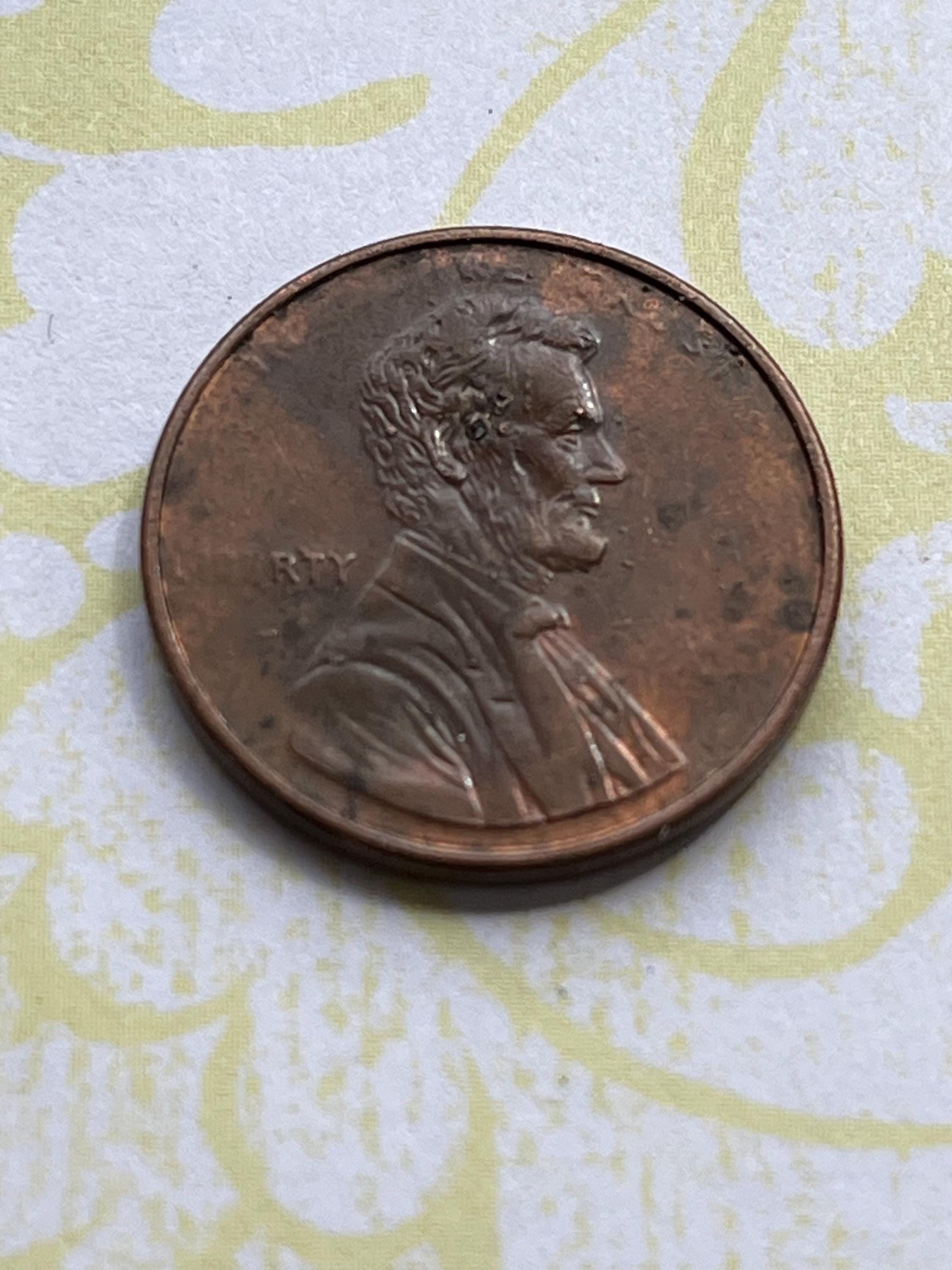 C-977) リンカーン1セント銅貨 年号不明 エラーコイン ② Mint error