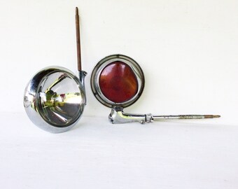 Industrial Pair of Vintage Chrome Spot Lights w/ Clear Lens & Red Lens, 1 UNITY GE S6, Made in USA, Auto Car Truck Van Accessories and Lamps