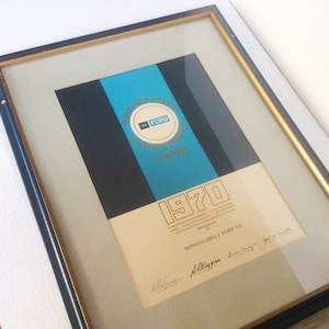 Authentic FORD MOTORS CO. 1970 Wood Framed Car Dealership &quot;Distinguished Achievement Award&quot; Monongahela Ford, Guy Gift Mancave Decor