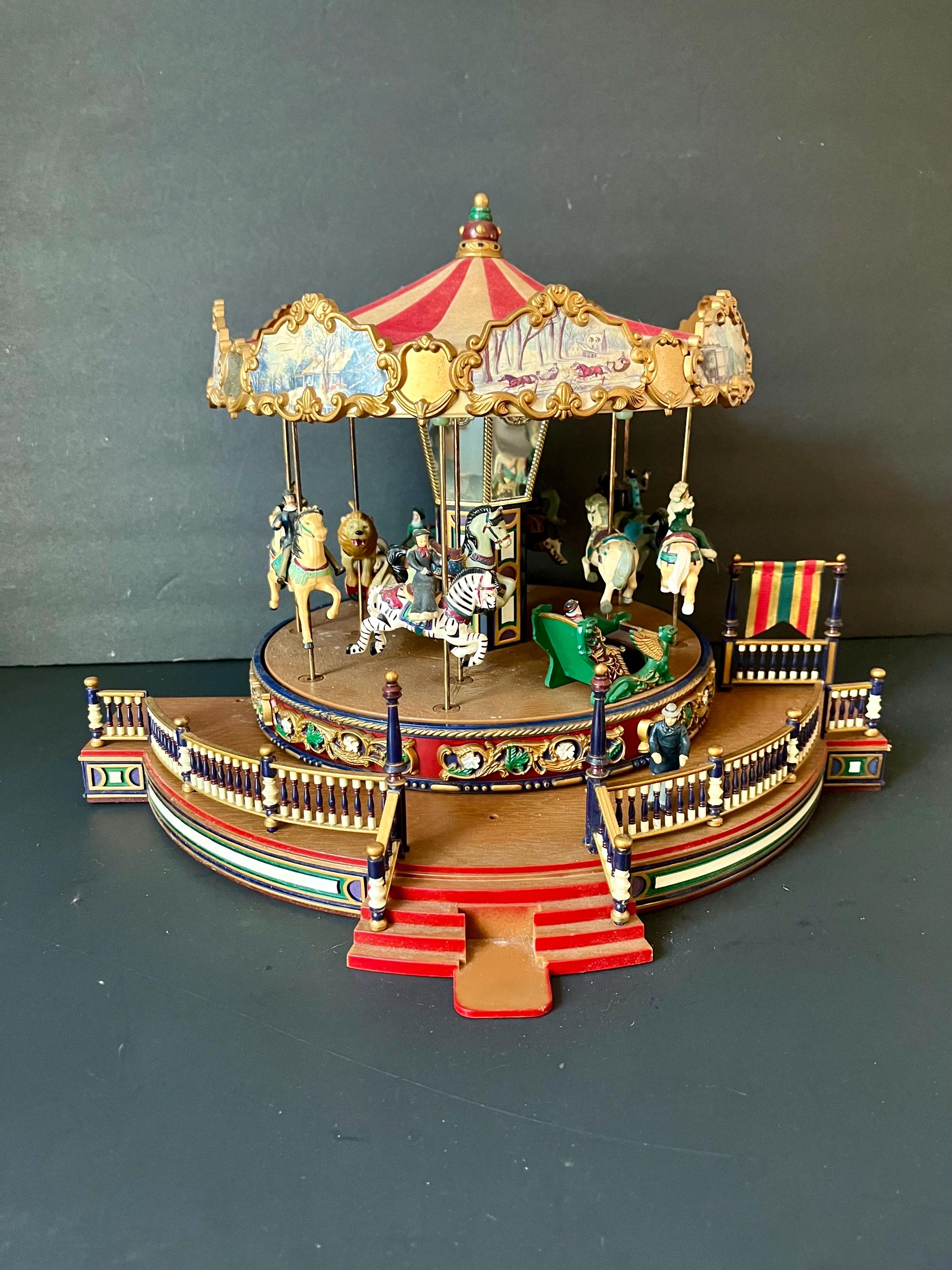 レトロ な クリスマス　飾り holiday carousel Light-Up and Musical Christmas Carousel Decoration, Multicolor, 11