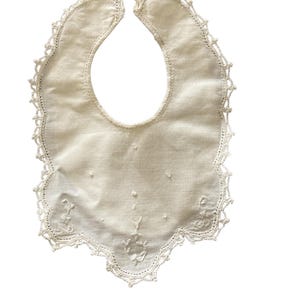 Vintage White Embroidered Baby Bib