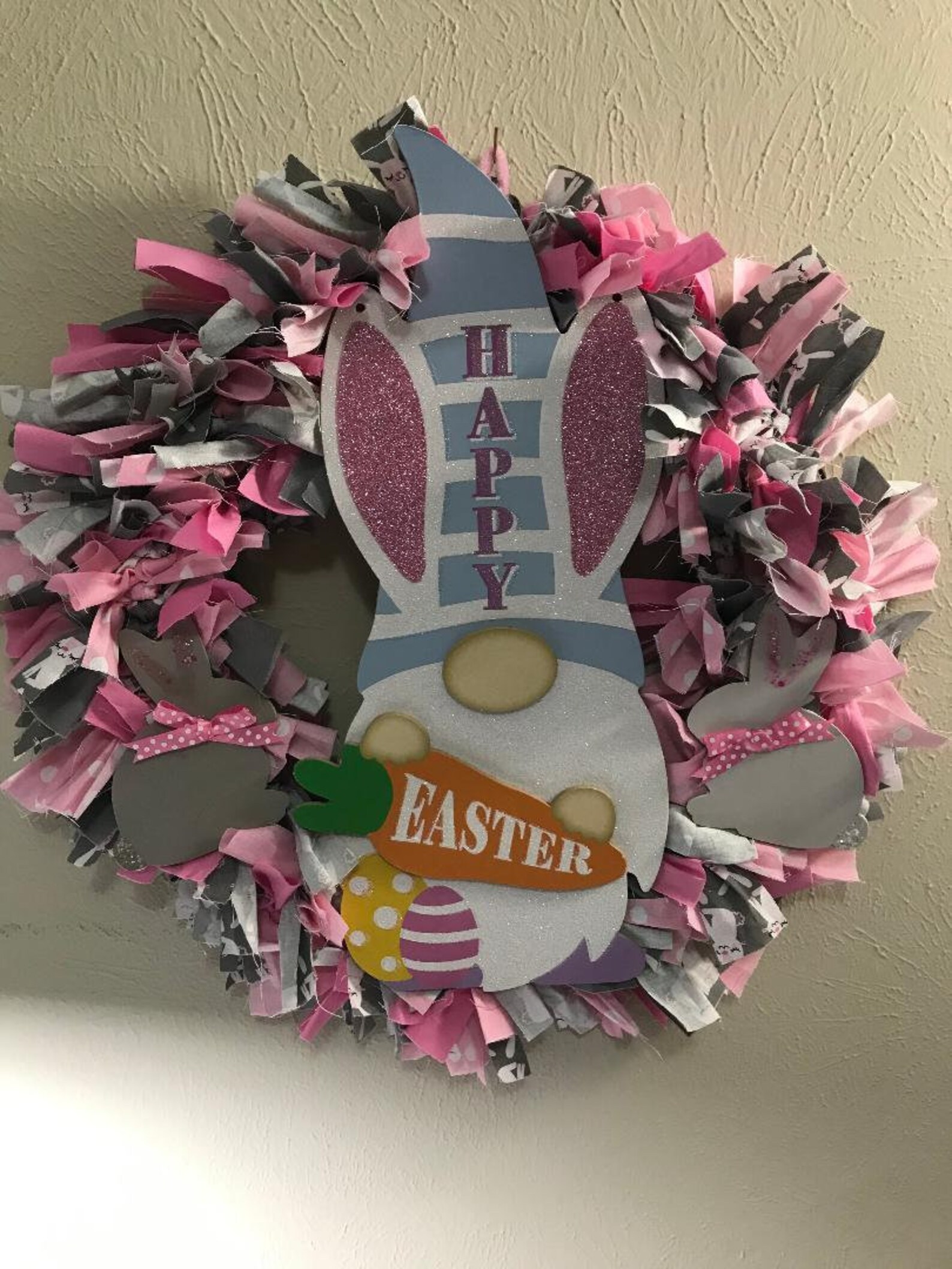 Happy Easter Gnome Rag Wreaths Happy Easter Gnome Rag Wreaths