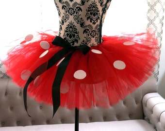 Adult Tutu - Red Tutu - Dot Skirt- Minnie Skirt Tutu