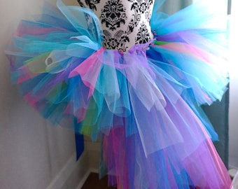 Adult Bustle Tutu - Colorful Tulle Ribbon Skirt
