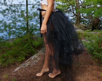 Black Tulle Tail - Adult Bustle - Black Tail