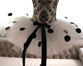 Adult Tutu - Dalmatian Tutu - Polka Dot Tutu - Black and White Tutu