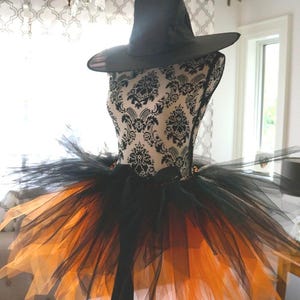 Handmade Halloween Tutu - Black and Orange Tulle, Adult Costume