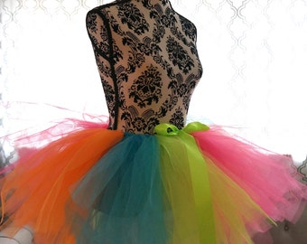 Neon Tutu - Black Light Tutu - Adult Tutu - Neon Rinbow