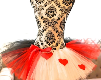 Adult Tutu - Heart Queen - Red and Black Tutu - Valentines Tutu