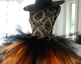 Tutu d’Halloween - Tutu adulte - Tutu noir et orange - Hallowe"en Tutu