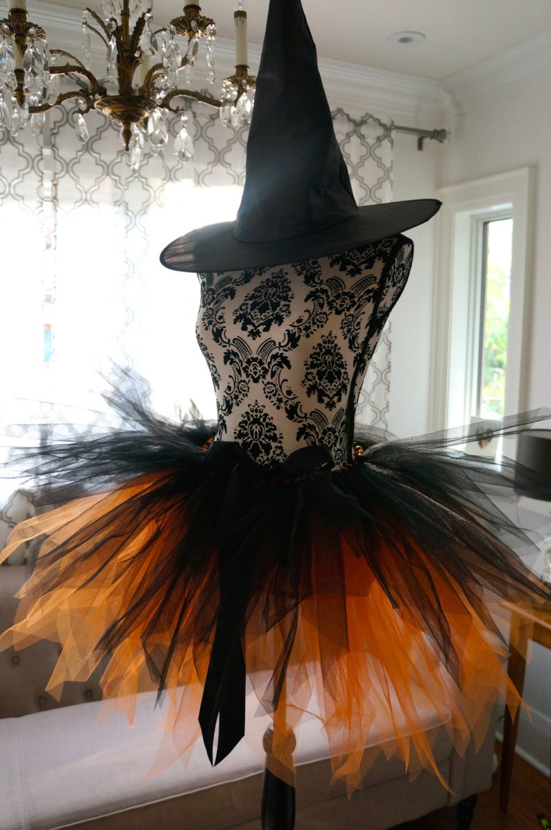 adult orange and black tutu