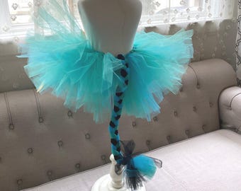 Teal Tutu with Tail, Kids Tutu Skirt, Fantasy Costume, Blue Tutu, Girls Halloween Costume, Dress Up Skirt, Unique Tutu