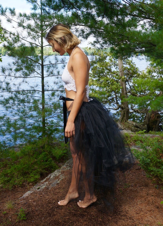Black Tulle Tail Adult Bustle Black Tail Etsy